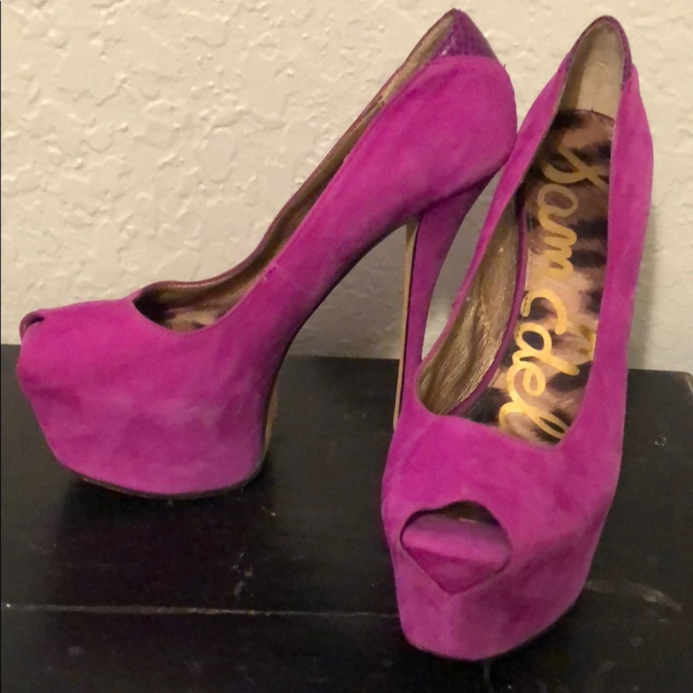 Pink Sam Edelman peep toe heels
